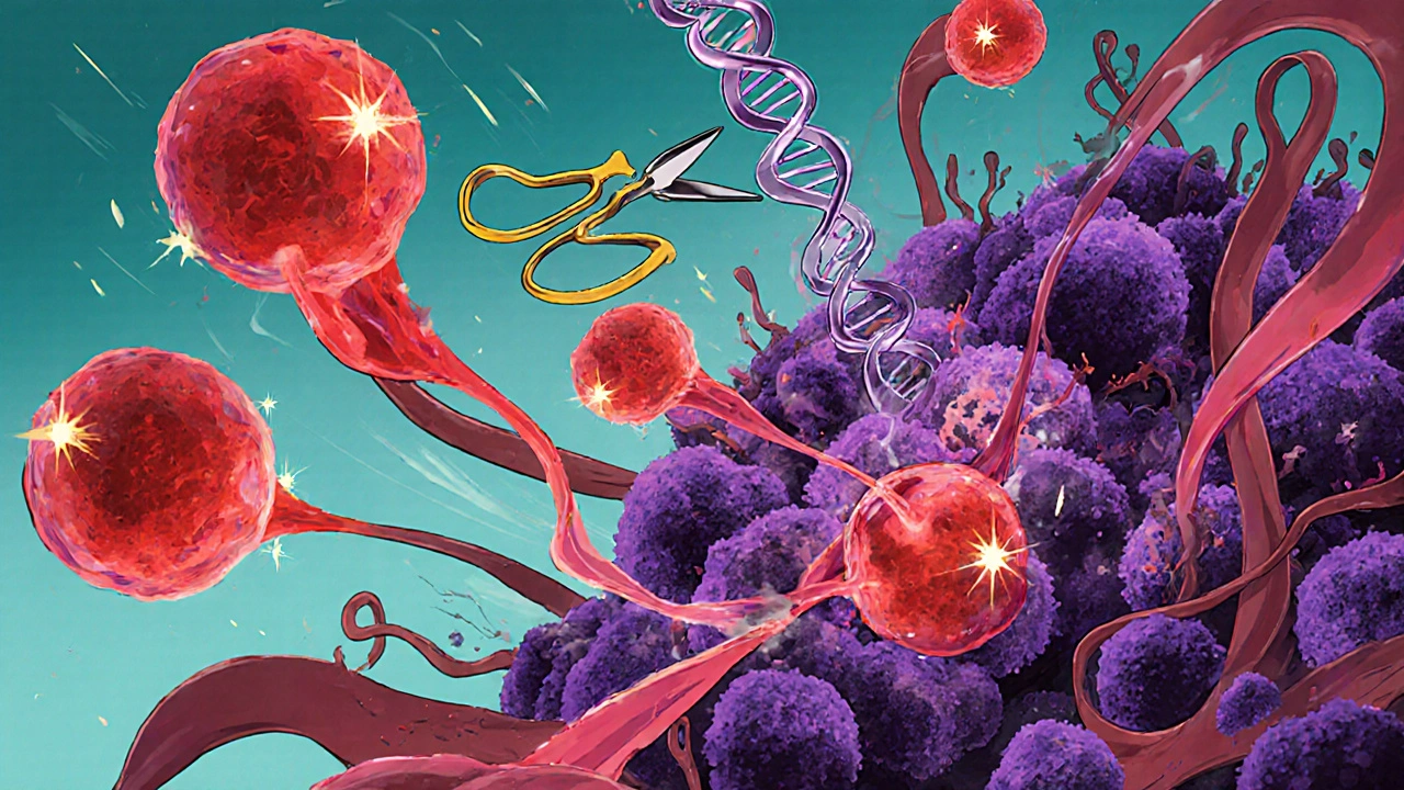 CAR‑T cells illustrated attacking neuroblastoma tumors inside a child’s body.
