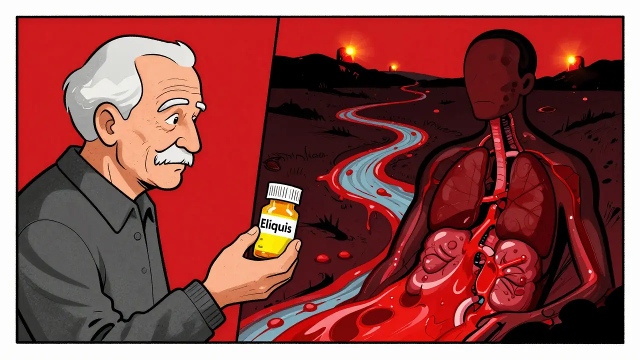 Split image: calm person holding pill vs. their body as a bleeding landscape with emergency lights.