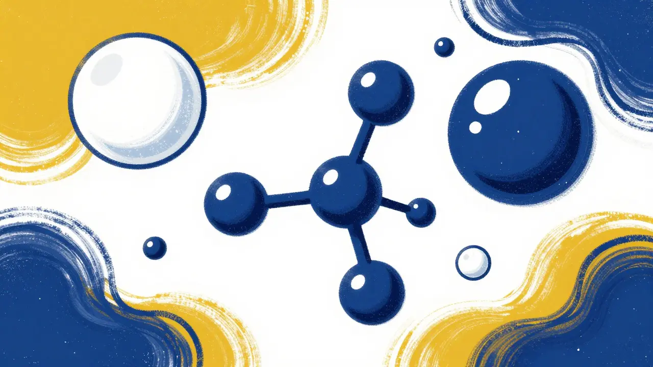 Abstract representation of different molecular weights of hyaluronic acid