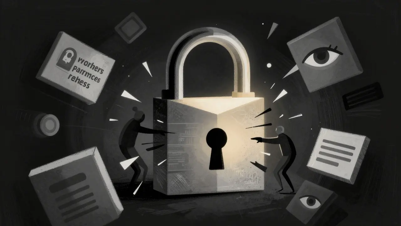Abstract padlock protecting against fake online pharmacies.