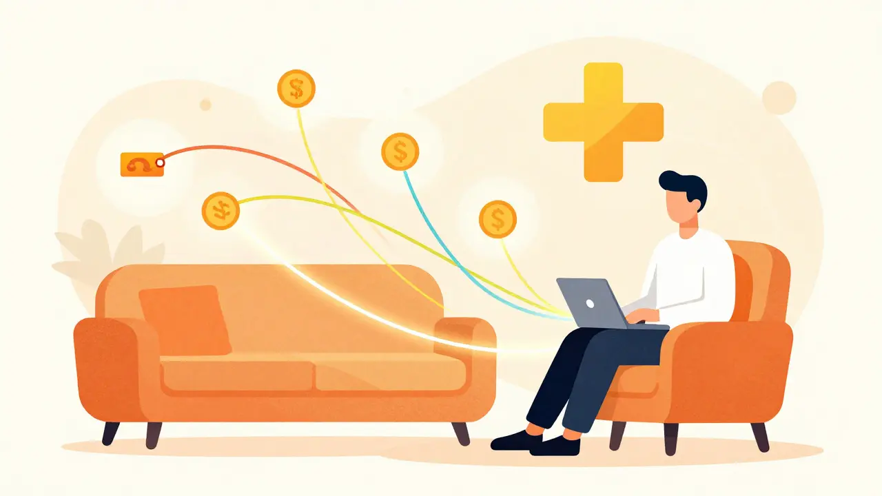 Illustration of telehealth connecting patients to care and savings